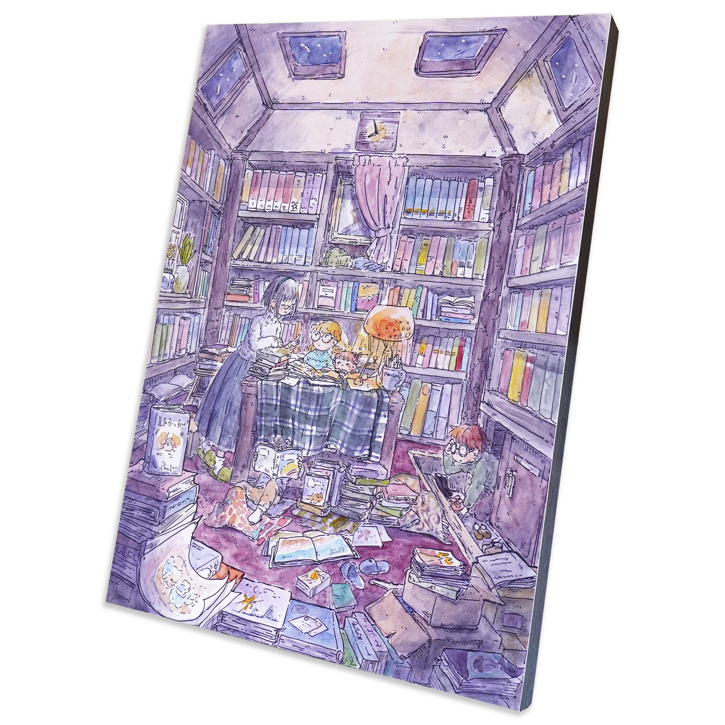 Tabletop Art Panel A4: "Mina's Grandfather's Reading Room" Framed Interior Decor