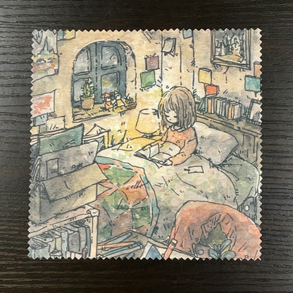 クリーニングクロス かわいみな「夜の読書」メガネ拭き レンズクリーナー 眼鏡小物