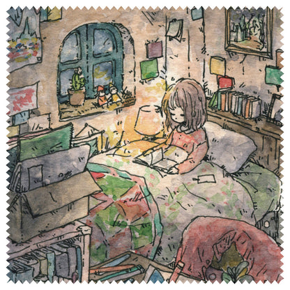 クリーニングクロス かわいみな「夜の読書」メガネ拭き レンズクリーナー 眼鏡小物