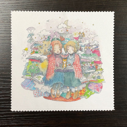 クリーニングクロス かわいみな「ふたりで読書」メガネ拭き レンズクリーナー 眼鏡小物