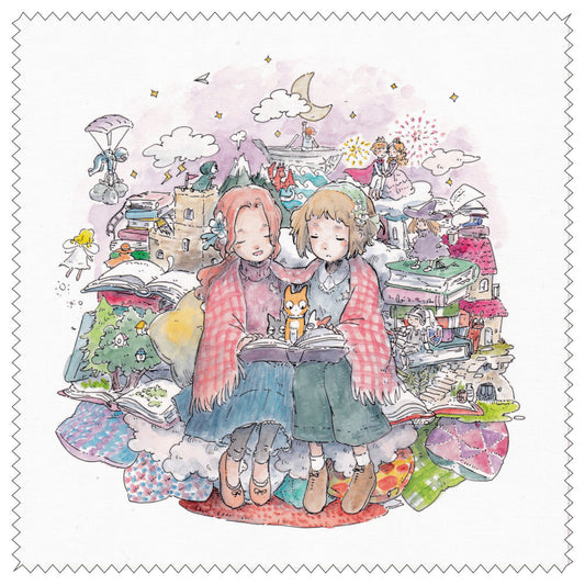 クリーニングクロス かわいみな「ふたりで読書」メガネ拭き レンズクリーナー 眼鏡小物