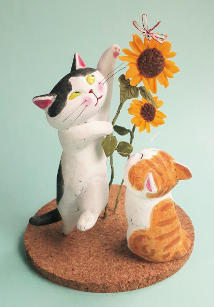 ポストカード 高橋理佐/猫粘土作家「ガンバれバンカ( 晩夏 )」105×150mm 動物 カラー写真