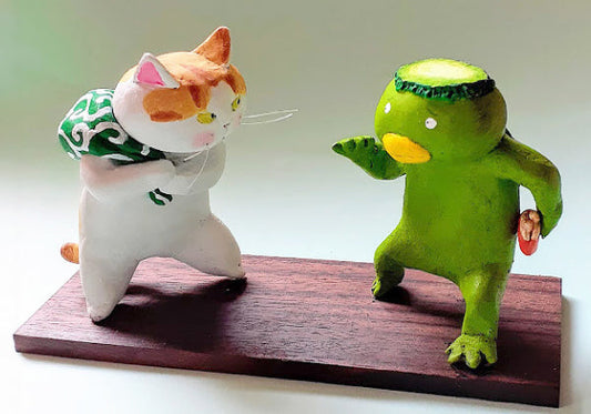 ポストカード 高橋理佐/猫粘土作家「泥棒ネコとかっぱらい」105×150mm 動物 カラー写真