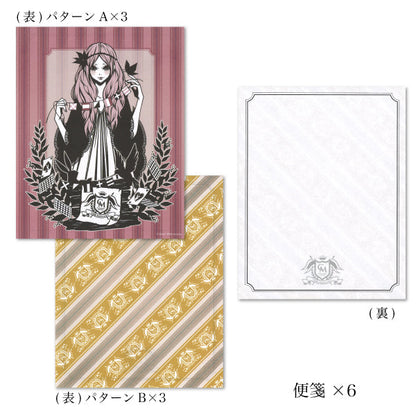 Letter set Wakamatsu Kaori "Woman with a flag" illustration Japanese style 6 sheets of letter paper 3 envelopes Letter