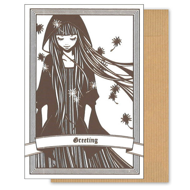 Greeting Cards Multipurpose Wakamatsu Kaori "Woman" Illustration Message Card