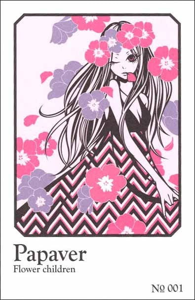 Postcard Wakamatsu Kaori "Flower Children Series Papaver" 100 x 154 mm Illustrator Postcard Pearl-processed Paper