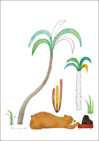 ポストカード 山田和明「午後のひととき」105×150mm 絵本作家イラストレーター 郵便はがき