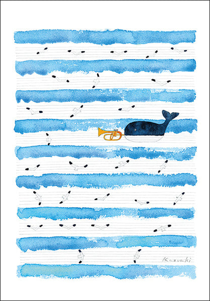 ポストカード 山田和明「波の音を聞く」105×150mm 絵本作家イラストレーター 郵便はがき