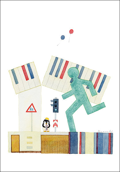 ポストカード 山田和明「二つの風船」105×150mm 絵本作家イラストレーター 郵便はがき