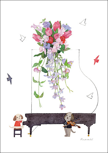 ポストカード 山田和明「ふりそそぐ幸せのとき」105×150mm 絵本作家イラストレーター 郵便はがき