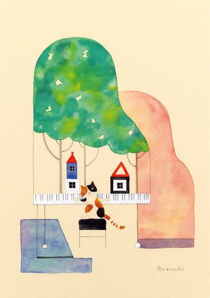 ポストカード 山田和明「ひだまりの音」105×150mm 絵本作家イラストレーター 郵便はがき
