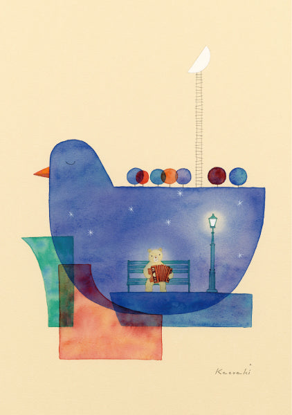 ポストカード 山田和明「７つの星が輝く夜に」105×150mm 絵本作家イラストレーター 郵便はがき