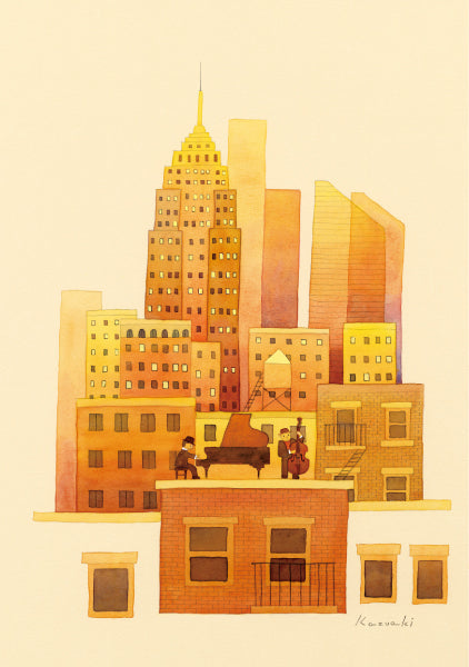 ポストカード 山田和明「The rooftop of Manhattan」105×150mm 絵本作家イラストレーター 郵便はがき