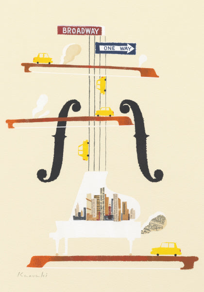 ポストカード 山田和明「The Sound of Manhattan NY」105×150mm 絵本作家イラストレーター 郵便はがき