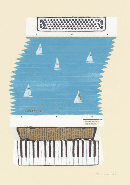 ポストカード 山田和明「Accordion」105×150mm 絵本作家イラストレーター 郵便はがき