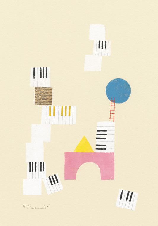 ポストカード 山田和明「つみきの音」105×150mm 絵本作家イラストレーター 郵便はがき