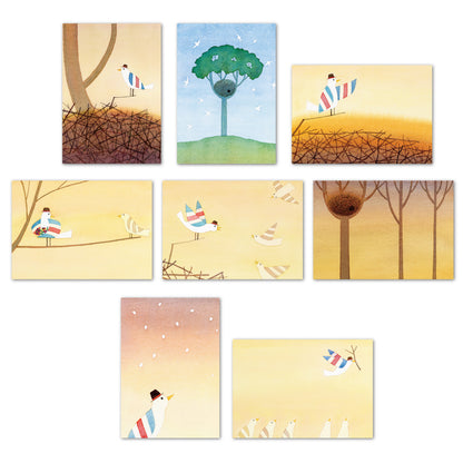 ポストカード8枚セット5 山田和明 モノポの巣 105×150mm 絵本作家 鳥 イラストレーター 郵便はがき