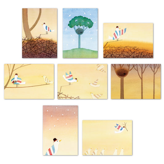 ポストカード8枚セット5 山田和明 モノポの巣 105×150mm 絵本作家 鳥 イラストレーター 郵便はがき