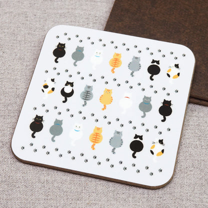 コースター 「7匹の猫&あしあと」生活雑貨 動物柄 キッチン用品 オリジナル