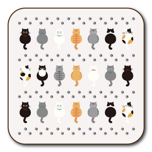 コースター 「7匹の猫&あしあと」生活雑貨 動物柄 キッチン用品 オリジナル